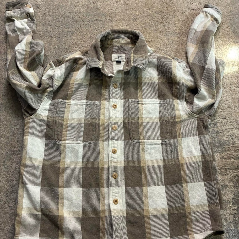 American Eagle Flannel Boxy Shirt Size Large